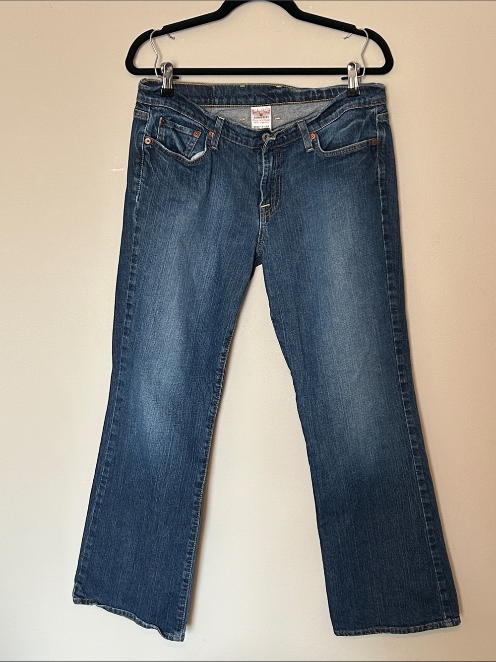 Lucky Brand Women's Dark Blue Bootcut Dungaree Jeans